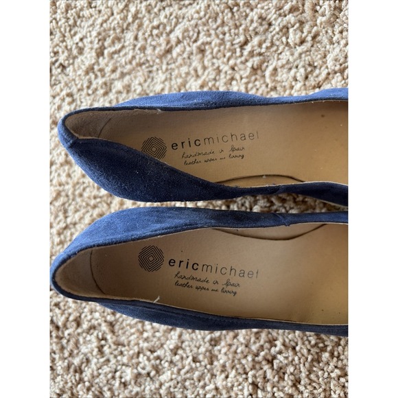Eric Michael Navy Blue Suede Leather TEVA Wedge Almond‎ Toe Shoes Spain 38 7.5-8 - Picture 5 of 16